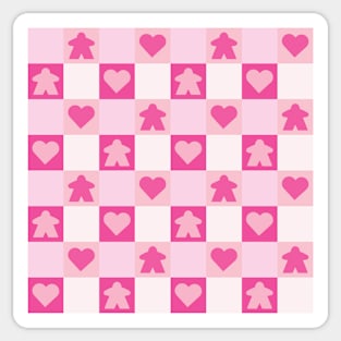 Valentine Meeple Gingham Check | Game Night Picnic Checkerboard Sticker